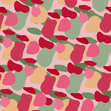 Doodle circle shape seamless pattern. Abstract camouflage background. Stock Illustration