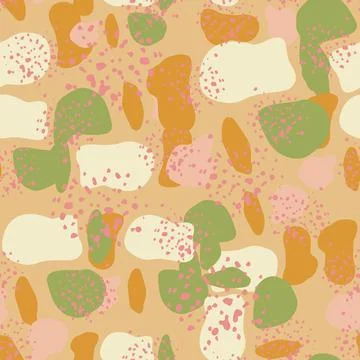 Doodle circle shape seamless pattern. Abstract camouflage background. Illustrazione stock