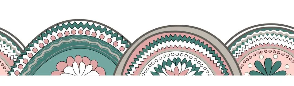 Doodle circle texture horizontal seamless pattern background Stock Illustration