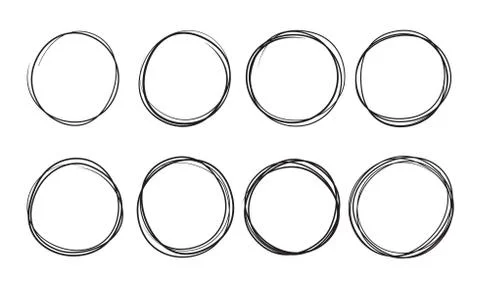 Doodle circles vector sketch pen line Stock Illustration