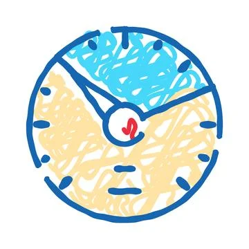 Doodle clock measuring time and managing deadlines Illustrazione stock