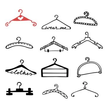 Doodle clothes hangers set イラスト素材