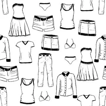 Doodle clothes pattern Stock Illustration