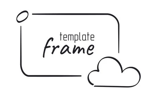Doodle Cloud Frame Template for kids design. Hand drawn marker Border, outline Stock Illustration