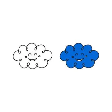 Doodle cloud happy character icon. Stock Illustration