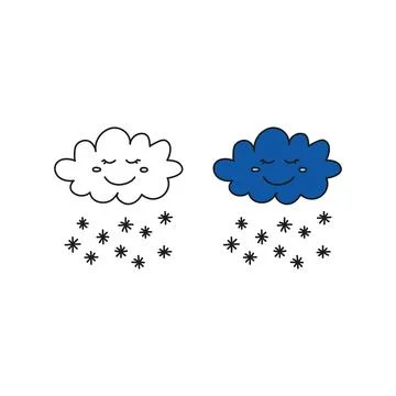 Doodle cloud happy character icon. Stock Illustration