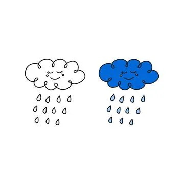 Doodle cloud happy character icon. Stock Illustration