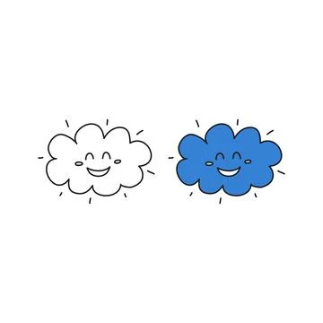 Doodle cloud happy character icon. Stock Illustration