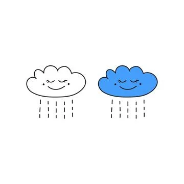 Doodle cloud happy character icon. 스톡 일러스트