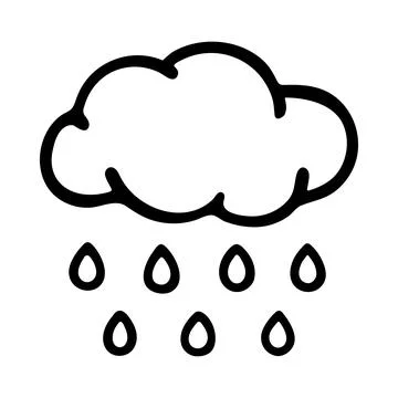 Doodle cloud with raindrops. Hand-drawn vector illustration Stock Illustration