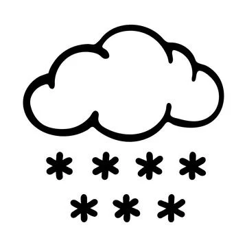 Doodle cloud with snowflakes. Hand-drawn vector illustration Stock Illustration