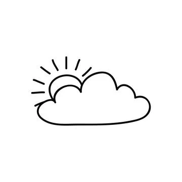 Doodle cloud with sun. Stock Illustration