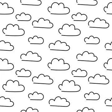 Doodle clouds. Hand drawn Vector Seamless pattern. Stockillustratie