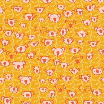 Doodle coala heads seamless vector pattern Illustrazione stock