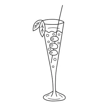 Doodle cocktail isolated on white background. Hand drawn vector illustration Stock Illustration