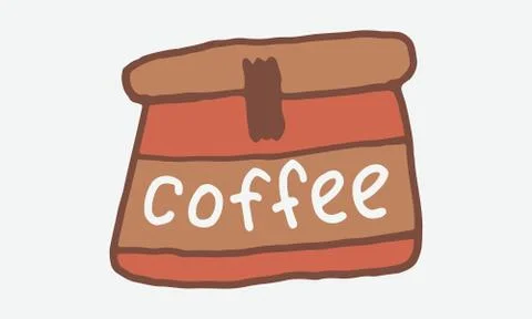 Doodle coffee bag illustration Stock Illustration