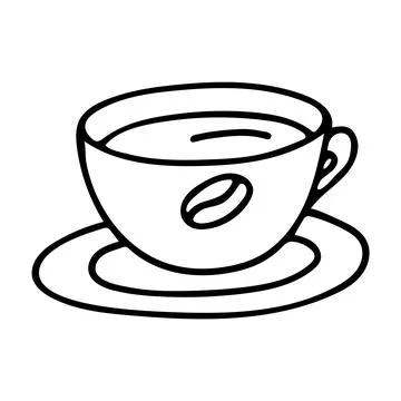 Doodle of coffee cup with saucer. Stock Illustration