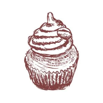 Doodle coffee cupcake Stock Illustration