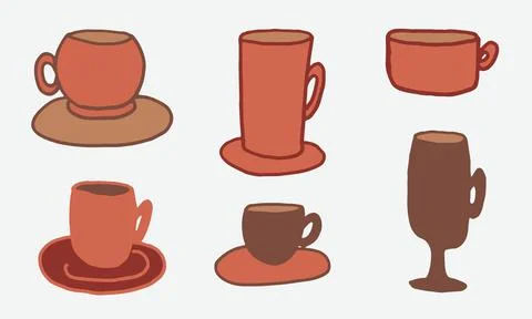 Doodle coffee cups illustration Stock Illustration