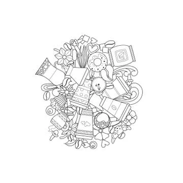 Doodle Coffee. Stock Illustration