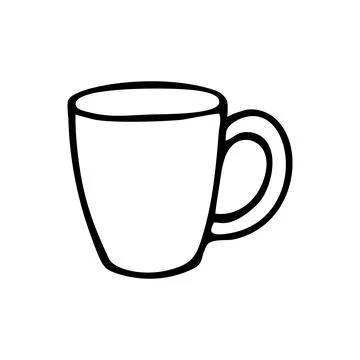 Doodle coffee mug. Hand drawn vector illustration Stock Illustration