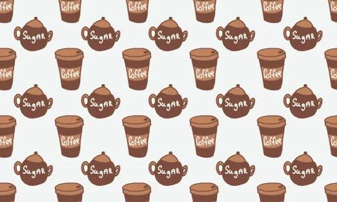 Doodle coffee seamless pattern Stock Illustration