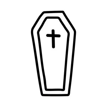 Doodle coffin. Hand-drawn vector illustration Stock Illustration