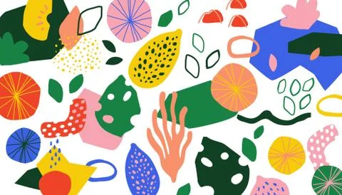 Doodle collage background. Modern template with contemporary cute abstract Stock Illustration