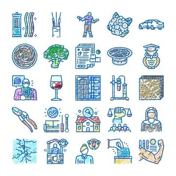 Doodle collecting different icons and symbols Illustrazione stock