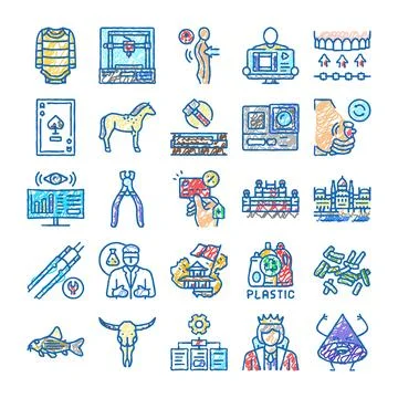 Doodle collection of various objects and abstract concepts 스톡 일러스트