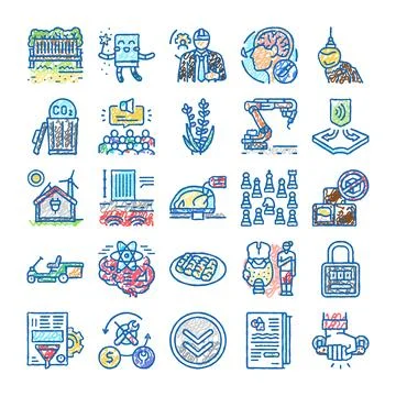 Doodle collection with various science and business icons 스톡 일러스트