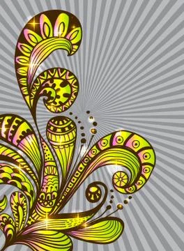 Doodle color floral background Stock Illustration