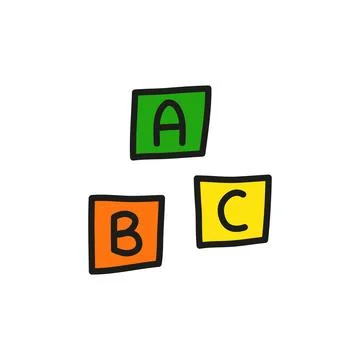 Doodle colored alphabet cubes. Stock Illustration