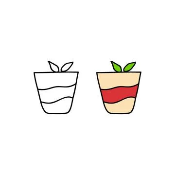 Doodle colored and outline pudding. Stock Illustration