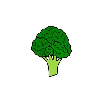 Doodle colored broccoli icon. Stock Illustration