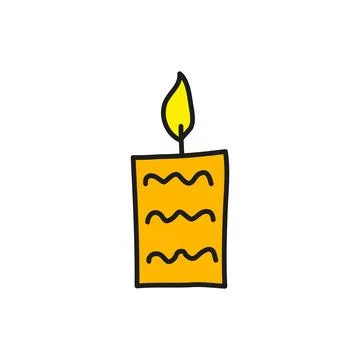 Doodle colored candle. Illustrazione stock