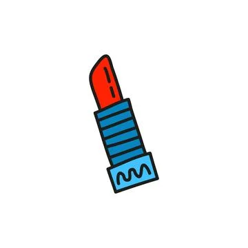 Doodle colored lipstick icon. Stock Illustration
