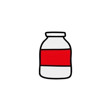 Doodle colored pharmacy bottle. Stock Illustration
