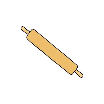 Doodle colored rolling pin. Stock Illustration