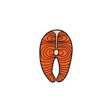 Doodle colored salmon fish. Stock Illustration