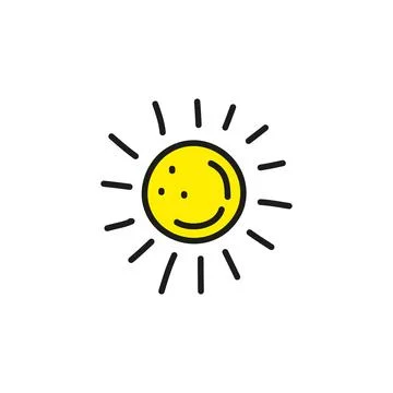 Doodle colored sun icon. Stock Illustration