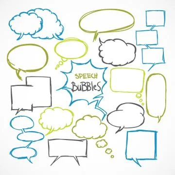 Doodle comic speech bubbles set Stock Illustration