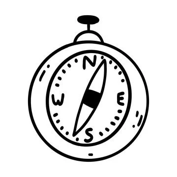 Doodle compass. Hand drawn vector illustration for print, card, coloring page Stock Illustration