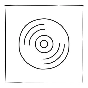 Doodle computer CD disc icon hand drawn with thin black line Stock Illustration