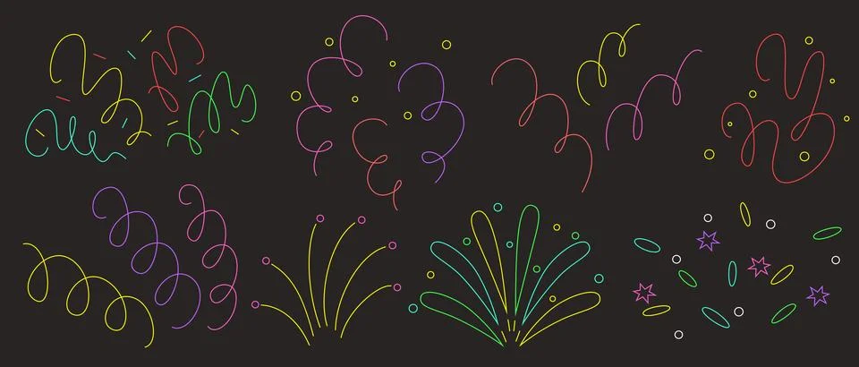 Doodle confetti burst set Stock Illustration