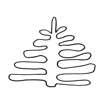 Doodle coniferous tree line art. Forest spruce and pine. Hand drawn vector il Stock-Illustration