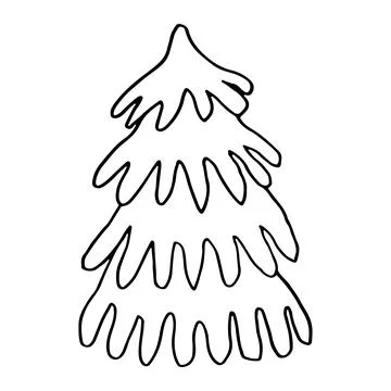 Doodle coniferous tree line art. Forest spruce and pine. Hand drawn vector il Stock Illustration