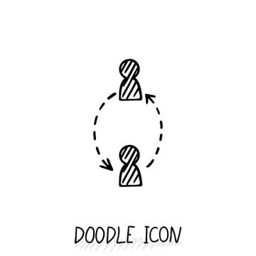 Doodle connection icon. Vector communication concept. Social Stock Illustration
