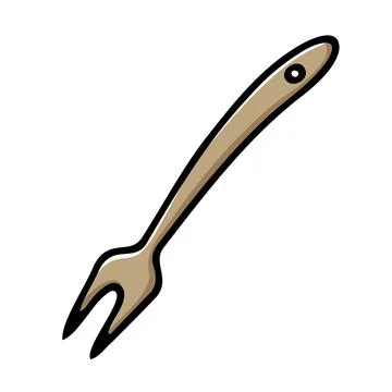 Doodle cooking fork image. Color meat fork Stock Illustration