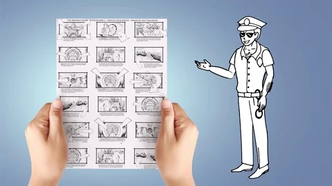 Doodle Cop Man - Policeman Character 스톡 After Effects